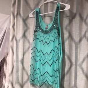 Teal rhinestone top